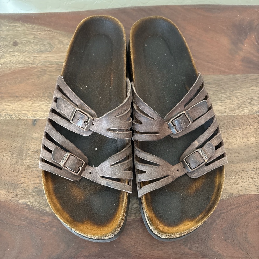 Birkenstock Granada Mocha Birkibuc Sandal Strappy Cushion Support Cork 8.5-9